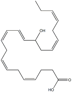 (4Z,7Z,10Z,12E,16Z,19Z)-14-ヒドロキシ-4,7,10,12,16,19-ドコサヘキサエン酸 化学構造式