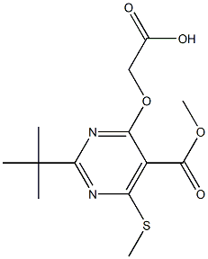 [2-tert-Butyl-5-methoxycarbonyl-6-methylthio-4-pyrimidinyloxy]acetic acid Struktur