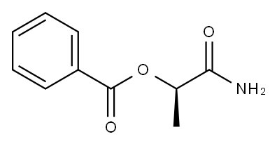 [R,(-)]-2-(ベンゾイルオキシ)プロピオンアミド 化学構造式