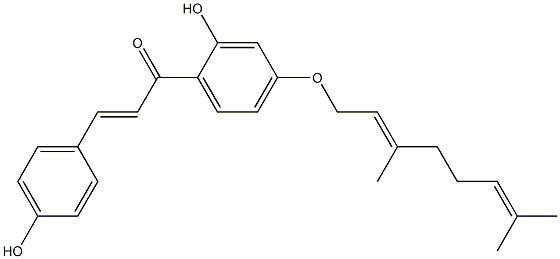 2',4-ジヒドロキシ-4'-[[(E)-3,7-ジメチル-2,6-オクタジエニル]オキシ]-trans-カルコン 化学構造式