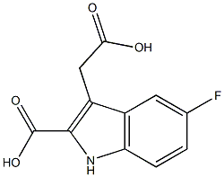 (5-フルオロ-2-カルボキシ-1H-インドール-3-イル)酢酸 化学構造式