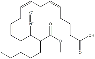 (5Z,8Z,11Z)-14-イソシアノ-15-(メトキシカルボニル)-5,8,11-イコサトリエン酸 化学構造式