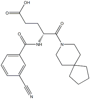(R)-4-(3-Cyanobenzoylamino)-5-oxo-5-(8-azaspiro[4.5]decan-8-yl)valeric acid Struktur