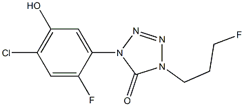 1-(2-Fluoro-4-chloro-5-hydroxyphenyl)-4-(3-fluoropropyl)-1H-tetrazol-5(4H)-one Struktur
