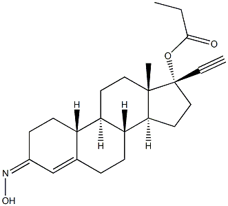 (17R)-17-(Propionyloxy)-19-norpregn-4-en-20-yn-3-one oxime Structure