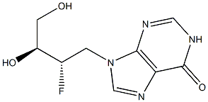 9-[(2S,3S)-3,4-Dihydroxy-2-fluorobutyl]-1,9-dihydro-6H-purin-6-one 结构式