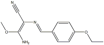 (E)-3-Amino-3-methoxy-2-[[4-ethoxybenzylidene]amino]propenenitrile Struktur