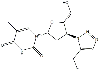 3'-(5-(Fluoromethyl)-1H-1,2,3-triazol-1-yl)-3'-deoxythymidine Structure