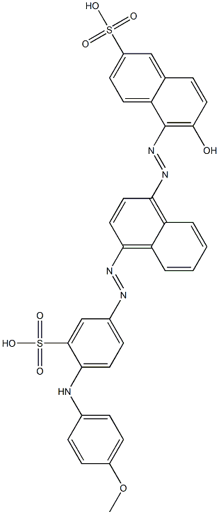 5-[4-[4-(p-アニシジノ)-3-スルホフェニルアゾ]-1-ナフチルアゾ]-6-ヒドロキシ-2-ナフタレンスルホン酸 化学構造式
