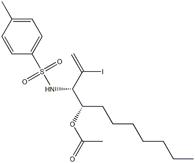 Acetic acid (1S)-1-[(S)-1-(tosylamino)-2-iodo-2-propenyl]octyl ester Struktur