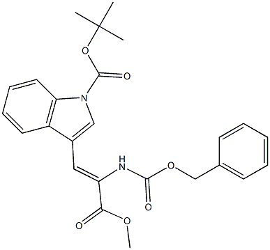 (Z)-2-[(Benzyloxycarbonyl)amino]-3-[1-[(tert-butyloxy)carbonyl]-1H-indol-3-yl]propenoic acid methyl ester Structure