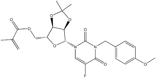 5-Fluoro-3-(4-methoxybenzyl)-5'-O-(2-methylacryloyl)-2'-O,3'-O-(propane-2,2-diyl)uridine Structure