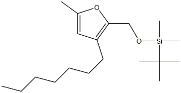 2-[(tert-ブチルジメチルシロキシ)メチル]-3-ヘプチル-5-メチルフラン 化学構造式