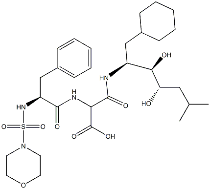3-[[(1S,2R,3S)-1-(Cyclohexylmethyl)-2,3-dihydroxy-5-methylhexyl]amino]-3-oxo-2-[(S)-2-(4-morpholinylsulfonylamino)-3-phenylpropanoylamino]propionic acid 结构式