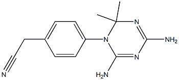 2,4-Diamino-6,6-dimethyl-5,6-dihydro-5-(4-cyanomethylphenyl)-1,3,5-triazine Struktur