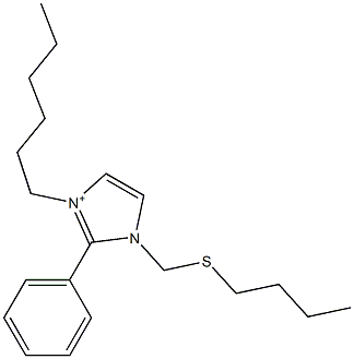 3-Hexyl-2-phenyl-1-[(butylthio)methyl]-1H-imidazol-3-ium|