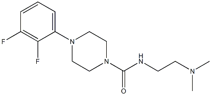 N-(2-ジメチルアミノエチル)-4-[2-フルオロ-3-フルオロフェニル]ピペラジン-1-カルボアミド 化学構造式