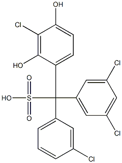 (3-Chlorophenyl)(3,5-dichlorophenyl)(3-chloro-2,4-dihydroxyphenyl)methanesulfonic acid Struktur
