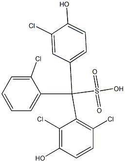 (2-Chlorophenyl)(3-chloro-4-hydroxyphenyl)(2,6-dichloro-3-hydroxyphenyl)methanesulfonic acid Struktur