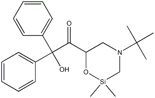 4-tert-ブチル-6-ベンジロイル-2,2-ジメチル-2-シラモルホリン 化学構造式