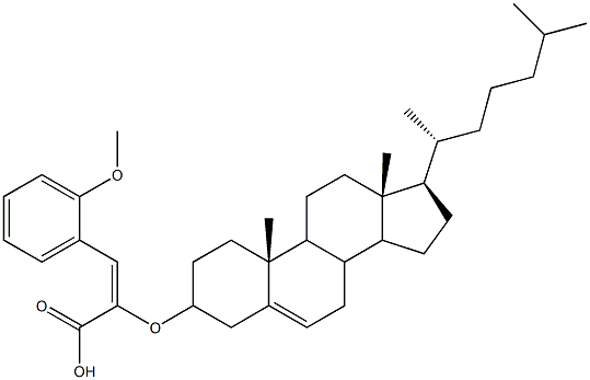 (E)-2-[(コレスタ-5-エン-3-イル)オキシ]-3-(2-メトキシフェニル)プロペン酸 化学構造式