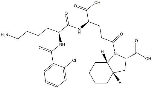 (2S,3aS,7aS)-Octahydro-1-[(4R)-4-[[(2S)-6-amino-2-[2-chlorobenzoylamino]hexanoyl]amino]-4-carboxybutyryl]-1H-indole-2-carboxylic acid Struktur