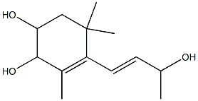 (3E)-4-(3,4-ジヒドロキシ-2,6,6-トリメチル-1-シクロヘキセン-1-イル)-3-ブテン-2-オール 化学構造式