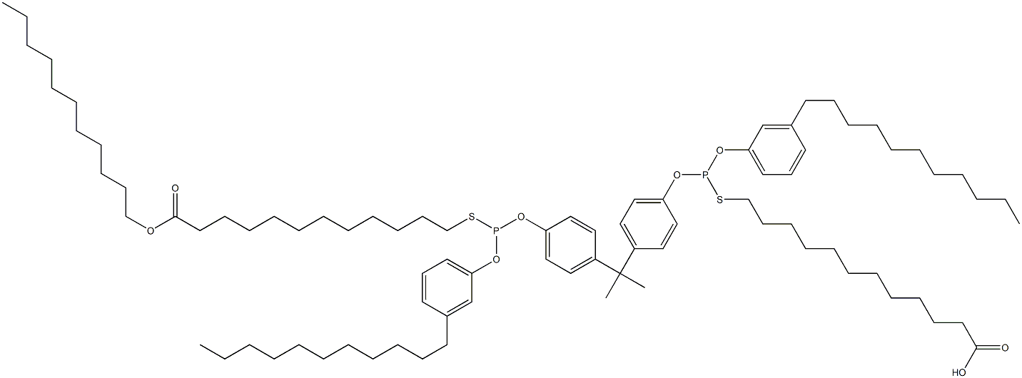 12,12'-[[Isopropylidenebis(4,1-phenyleneoxy)]bis[[(3-undecylphenyl)oxy]phosphinediylthio]]bis(dodecanoic acid undecyl) ester Structure