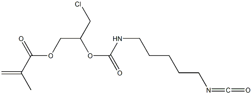 Methacrylic acid 3-chloro-2-[5-isocyanatopentylcarbamoyloxy]propyl ester Struktur