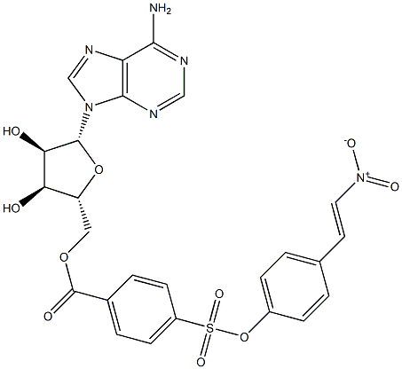 5'-O-[4-[4-[(E)-2-Nitroethenyl]phenoxysulfonyl]benzoyl]adenosine Structure