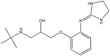 1-[2-[(イミダゾリジン-2-イリデン)アミノ]フェノキシ]-3-(tert-ブチルアミノ)-2-プロパノール 化学構造式