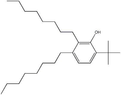 2-tert-ブチル-5,6-ジオクチルフェノール 化学構造式