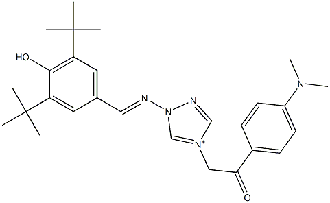 4-[(p-(Dimethylamino)phenylcarbonyl)methyl]-1-[4-hydroxy-3,5-di(tert-butyl)benzylideneamino]-1H-1,2,4-triazol-4-ium Struktur