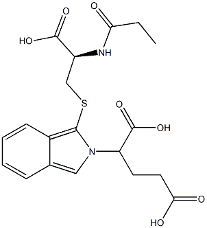 S-[2-(1,3-ジカルボキシプロピル)-2H-イソインドール-1-イル]-N-プロピオニル-L-システイン 化学構造式