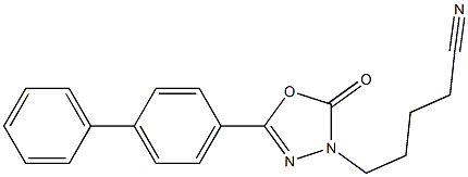 5-(ビフェニル-4-イル)-2-オキソ-1,3,4-オキサジアゾール-3-ペンタンニトリル 化学構造式