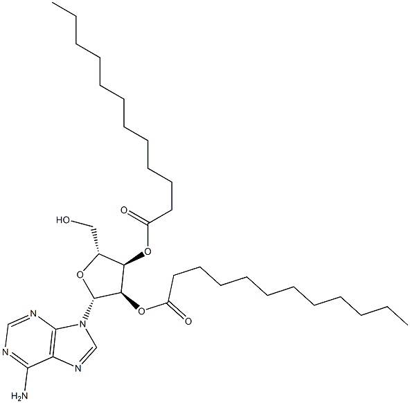 2'-O,3'-O-ビス(ドデカノイル)アデノシン 化学構造式