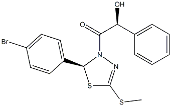 (2S)-2,3-Dihydro-5-(methylthio)-3-[(2S)-2-hydroxy-2-phenylacetyl]-2-(4-bromophenyl)-1,3,4-thiadiazole Struktur