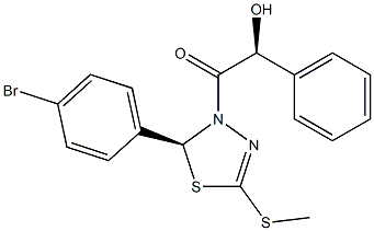 (2S)-2,3-Dihydro-5-(methylthio)-3-[(2S)-2-hydroxy-2-phenylacetyl]-2-(4-bromophenyl)-1,3,4-thiadiazole 结构式