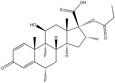 6A,9A-DIFLUORO-11BETA-HYDROXY-16A-METHYL-3-OXO-17A-(PROPIONYLOXY)-ANDROSTA-1,4-DIENE-17BETA-CARBOTHIOIC ACID Structure