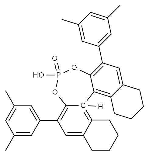 S-3,3'-bis(3,5-diMethylphenyl)-5,5',6,6',7,7',8,8'-octahydro-1,1'-binaphthyl-2,2'-diyl hydrogenphosphate 化学構造式
