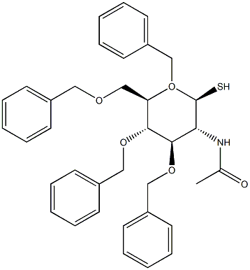 2-乙酰氨基-1,3,4,6-四-O-苄基-2-脱氧-Β-D-硫代葡聚糖, , 结构式