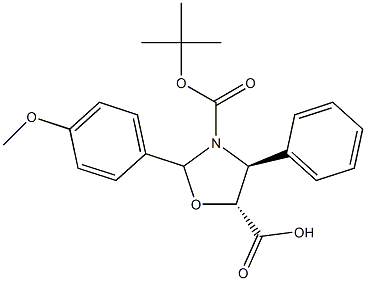 (4S,5R)-N-叔丁氧羰基-2-对甲氧苯基-4-苯基-5-羧基-1,3-氧氮杂环戊烷, , 结构式