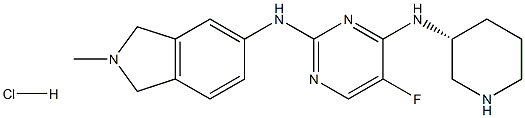 (R)-5-fluoro-N2-(2-methylisoindolin-5-yl)-N4-(piperidin-3-yl)pyrimidine-2,4-diamine hydrochloride,,结构式