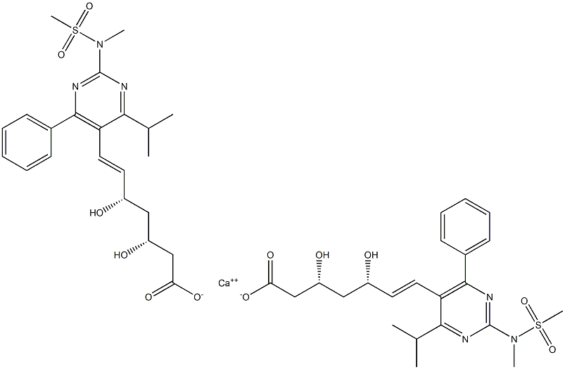 ((3R,5S,E)-3,5-dihydroxy-7-(4-isopropyl-2-(N-methylmethylsulfonamido)-6-phenylpyrimidin-5-yl)hept-6-enoate)calcium(II) Structure