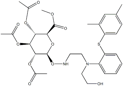 (2S,3R,4S,5S,6S)-2-(((2-((2-((2,4-Dimethylphenyl)thio)phenyl)(2-hydroxyethyl)amino)ethyl)amino)oxy)-6-(methoxycarbonyl)tetrahydro-2H-pyran-3,4,5-triyl Triacetate, , 结构式