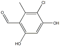 3-Chloro-4,6-dihydroxy-2-methylbenzaldehyde Struktur