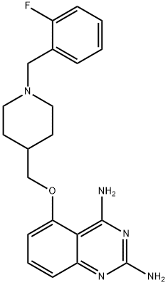 5-[1-(2-フルオロベンジル)-4-ピペリジニルメトキシ]キナゾリン-2,4-ジアミン 化学構造式