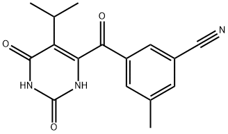 3-(5-异丙基-2,6-二氧代-1,2,3,6-四氢嘧啶-4-羰基)-5-甲基苯甲腈, 1006300-12-4, 结构式