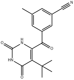 Benzonitrile, 3-[[5-(1,1-dimethylethyl)-1,2,3,6-tetrahydro-2,6-dioxo-4-pyrimidinyl]carbonyl]-5-methyl- 化学構造式