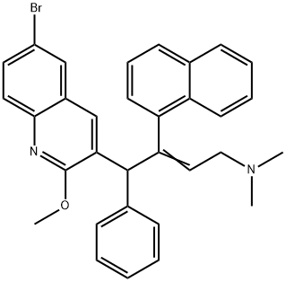 2-Buten-1-amine, 4-(6-bromo-2-methoxy-3-quinolinyl)-N,N-dimethyl-3-(1-naphthalenyl)-4-phenyl- Structure